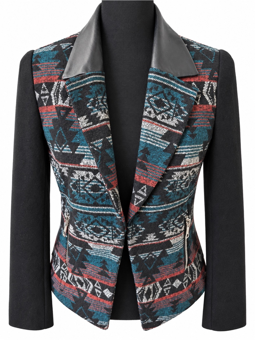 BCBG Generation XS Southwestern Print Faux Leather Jacket